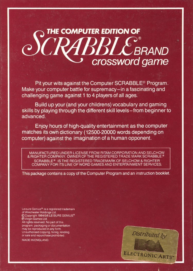 The Computer Edition of Scrabble box art for Commodore 64